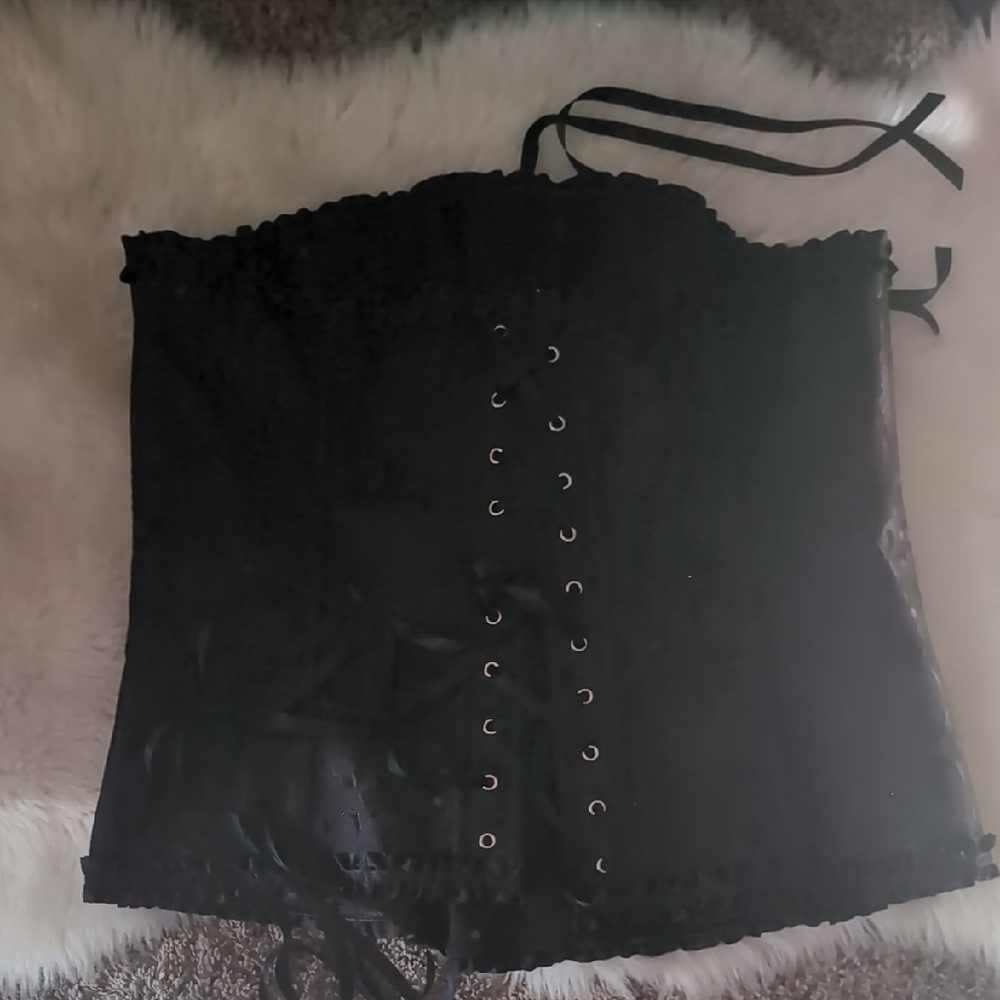 Black Lace-Up Corset Top